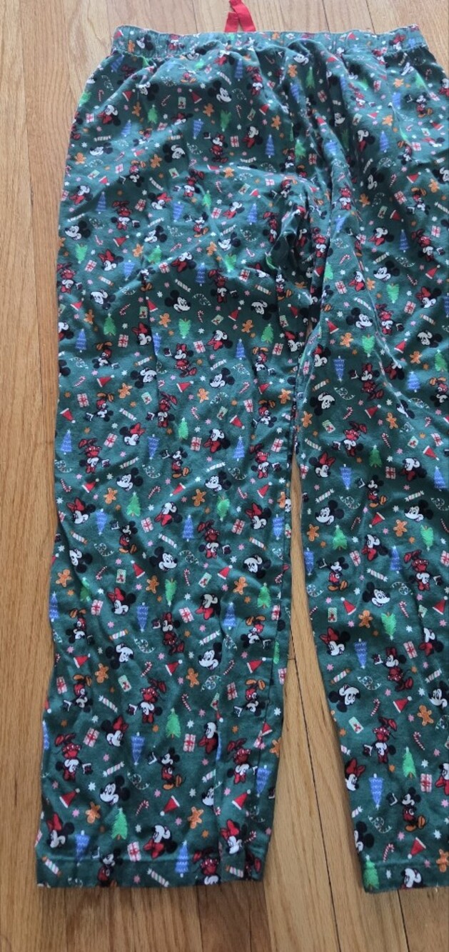 Old Navy Disney Adult Green Mickey & Minnie Holiday PJ Set EUC Size L - Picture 5 of 10